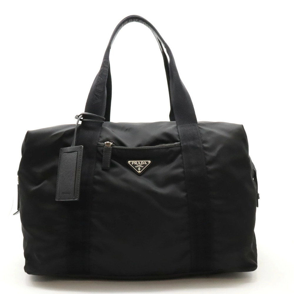 Prada Tessuto Boston Bag Travel Leather NERO Black